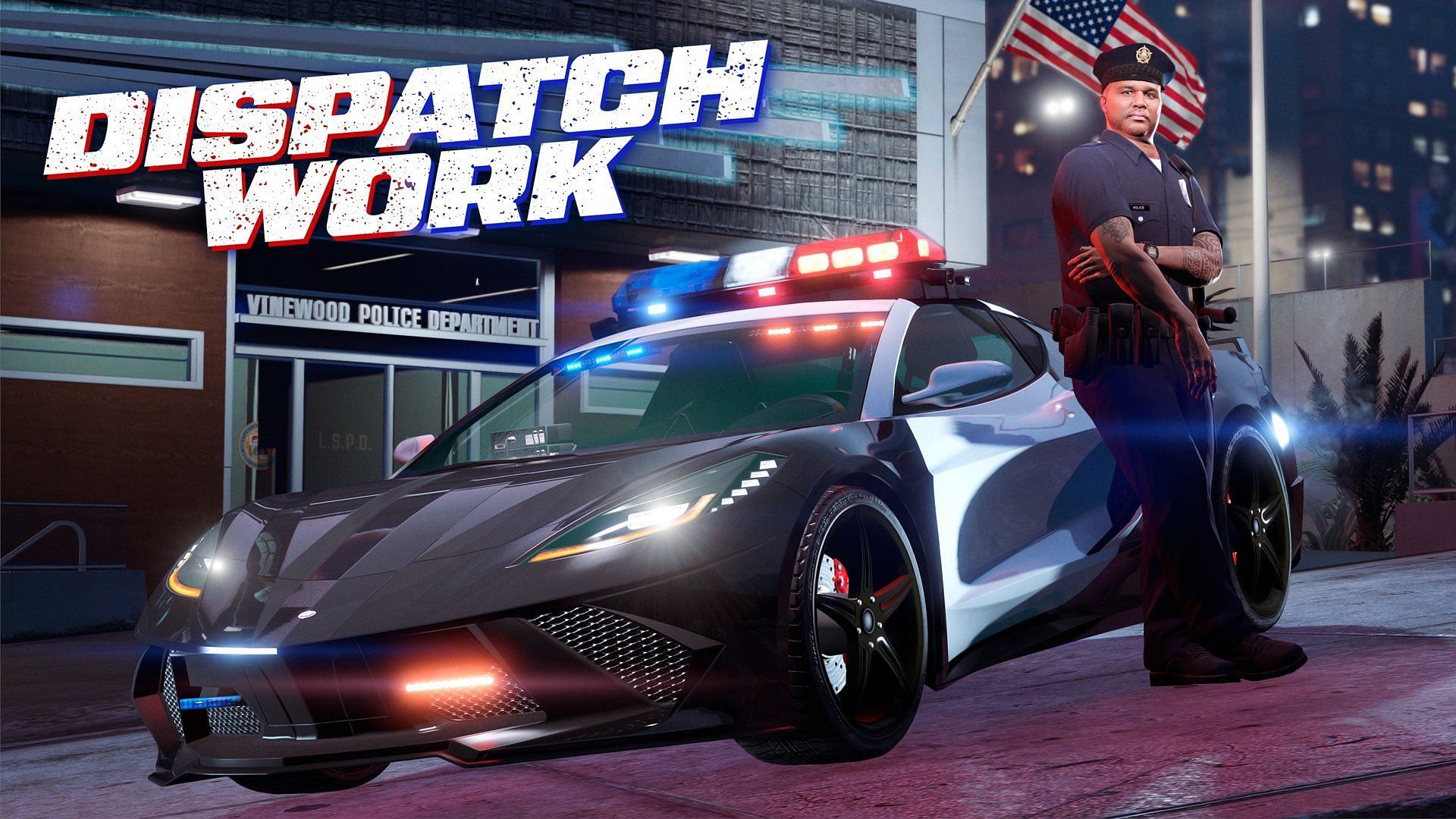 How to become a cop in GTA 5 Online: Dispatch Work promotional image (Image via Rockstar Games)